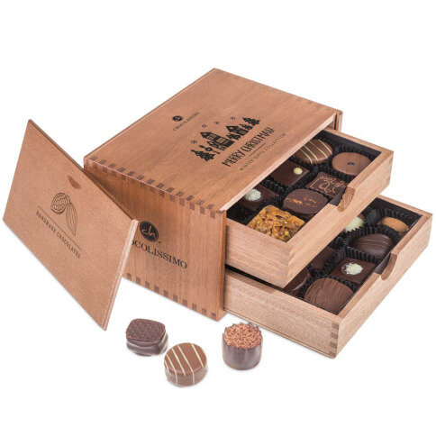 Chocolissimo - Čokoládové pralinky bez alkoholu v škatuľke - Merry Chocolaterie 250 g
