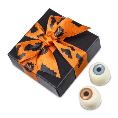 darček na halloween, halloweenske darčeky, čokoládové oči, oči z čokolády, strašidelné darčeky