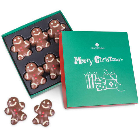 gingerbread man z čokolády, perníkový panáčik z čokolády, čokoláda ako darček na Vianoce