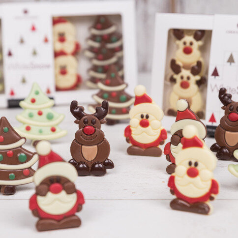 vianočné čokoládové figúrky, vianočný stromček, mikuláš, čokoládový darček, vianočný darček,