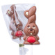 Čokoládové veľkonočné lízatko zajac, červený